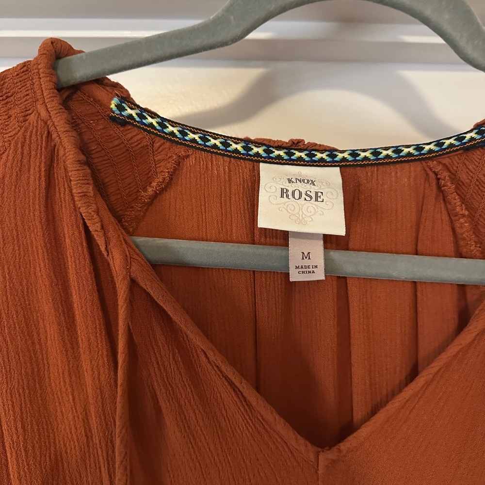Long Sleeve Orange Midi Dress - Picture 4 of 5